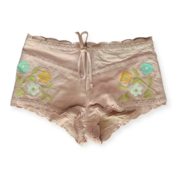 **RESERVED** Free People Bali Honeybuzz Genuine Suede Shorts Sorbet Floral - Picture 3 of 6